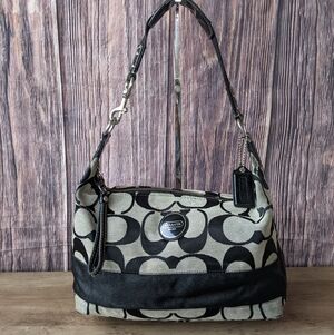 Coach Signature Stripe Hobo Shoulder Bag